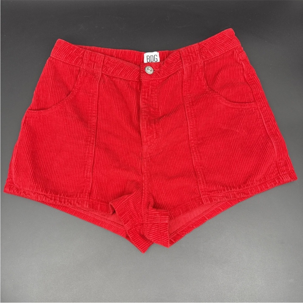 BDG High-Waist Corduroy Shorts in Red